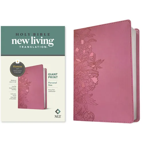 NLT Personal Size Giant Print Bible, Filament Enabled Edition (Red Letter, Leatherlike, Peony Pink) - Imitation Leather