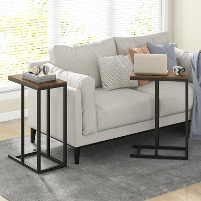 C-shaped Side Table with Heavy-duty Metal Frame
