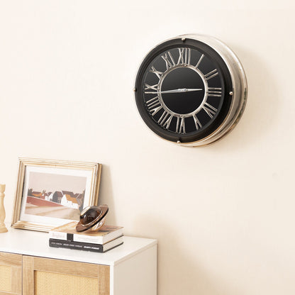 13.5/17.5 Inch Silent Wall Clock with Silver Frame