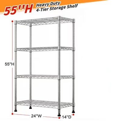 Silver 4 tier shelving unit