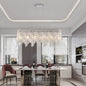 34.6" Oval K9 Crystal Chandelier | 6-Light Silver Modern Ceiling Light with Cascading Teardrop Crystals — Dining Room, Living Room & Bedroom