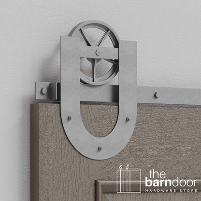 Wagon Wheel Horseshoe Heavy Duty Sliding Barn Door Hardware Kit
