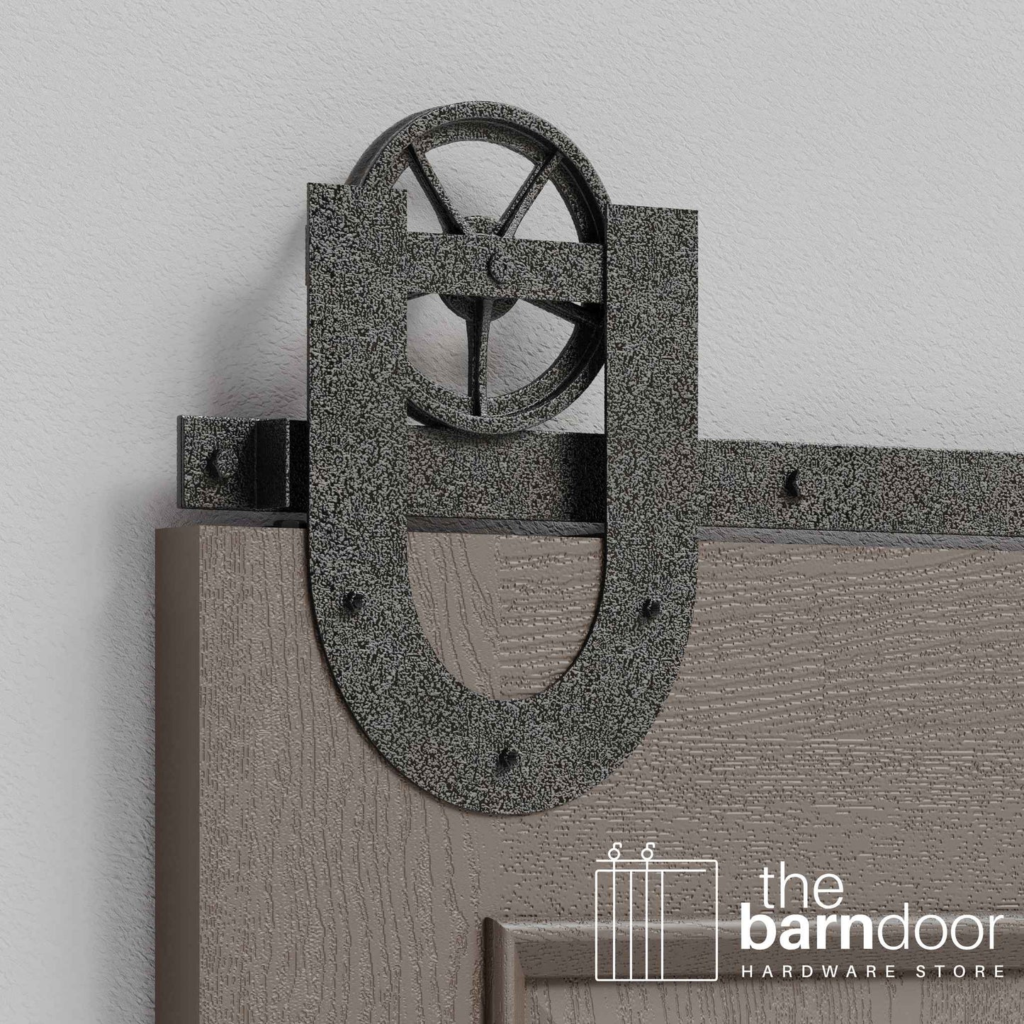 Wagon Wheel Horseshoe Heavy Duty Sliding Barn Door Hardware Kit