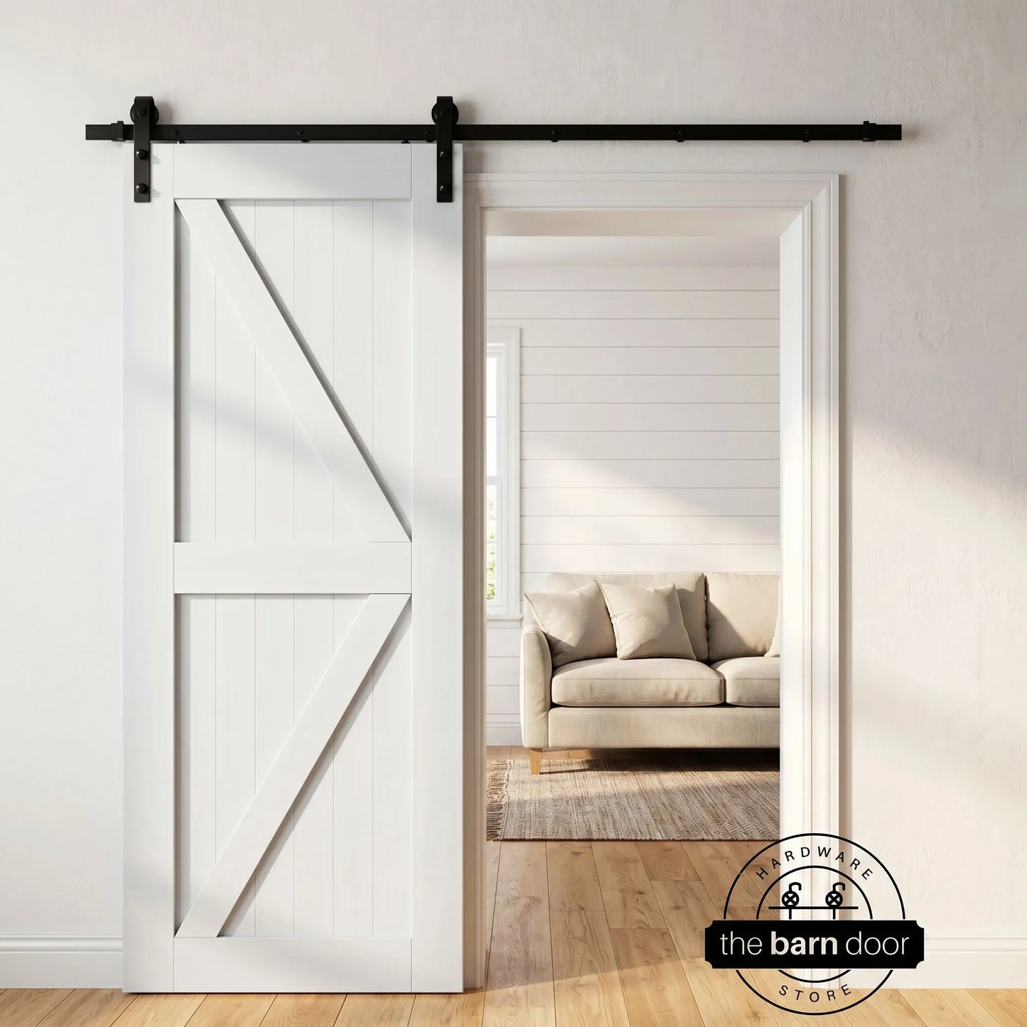 J-Strap Black Single Track Barn Door Hardware Kit