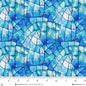 Sky Blue Kaleidoscope Stained Glass Cotton Wideback Fabric Per Yard