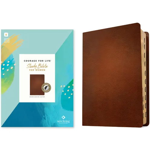 NLT Courage for Life Study Bible for Women, Filament Enabled (Genuine Leather, Brown, Indexed) - Leather
