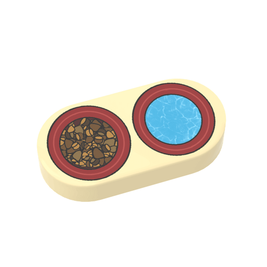 Small Pet Food and Water Bowls - Custom Printed Using a LEGO® Tile