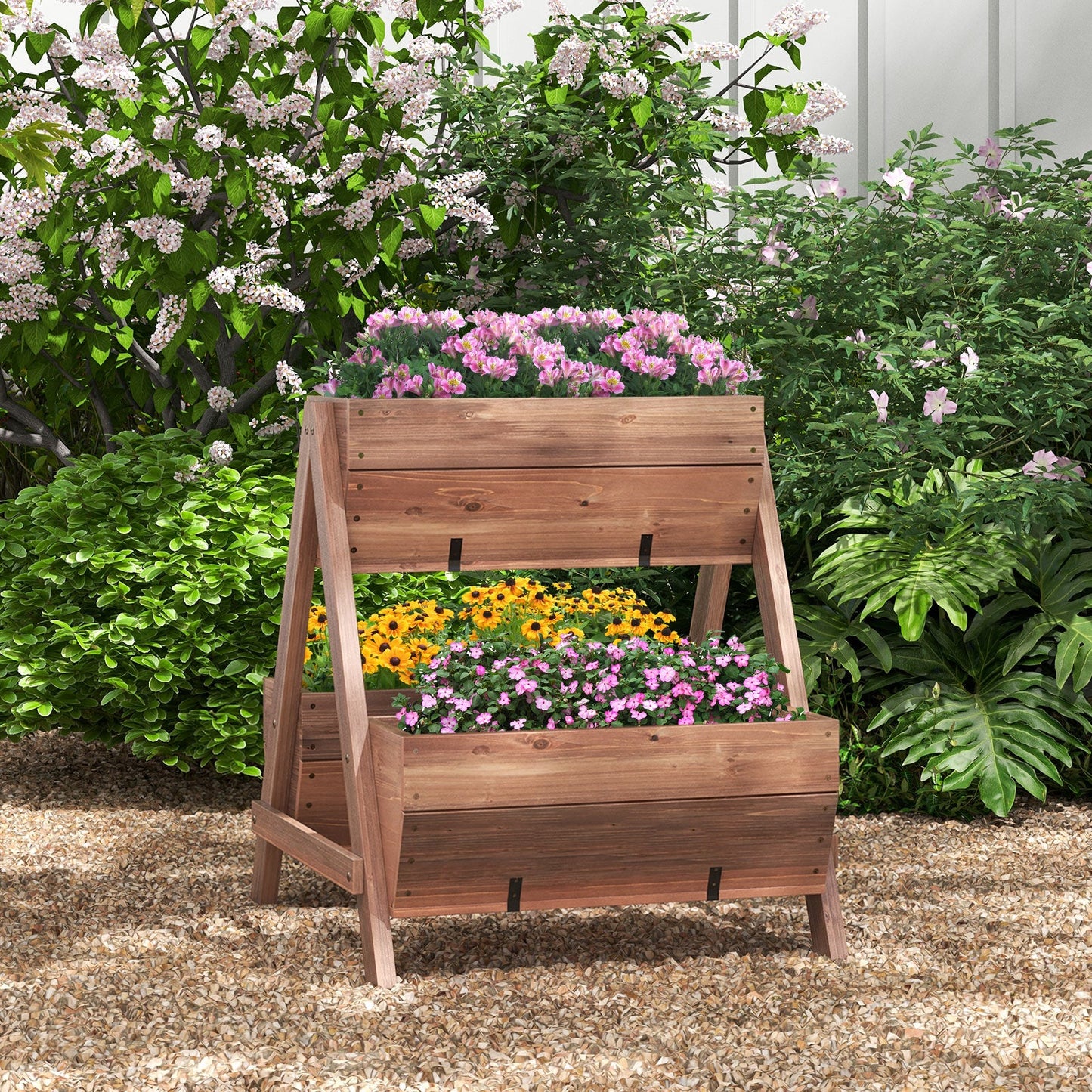 Vertical Raised Garden bed with 3 Wooden Planter Boxes