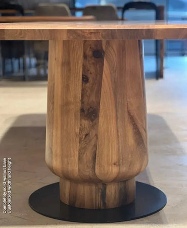 Solid Walnut Wood Edge Glued Dining Table With Wooden Tulip Legs