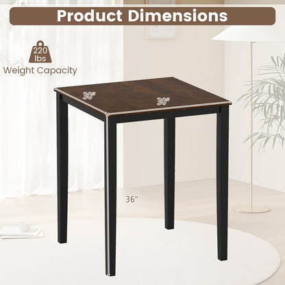 Square Dining Table with Solid Wood Frame for 4-Person