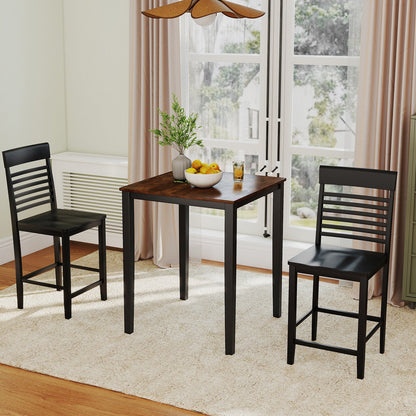 Square Dining Table with Solid Wood Frame for 4-Person