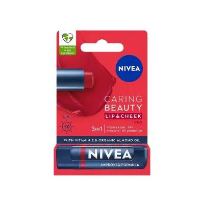 Nivea Caring Beauty SPF30 Lip Care with Natural Tint - Moisturizing & Protective Lip Balm for Dry Lips