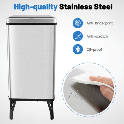 13.2 Gallon Stainless Steel Trash Can with Stay-on Lid and Soft Closure