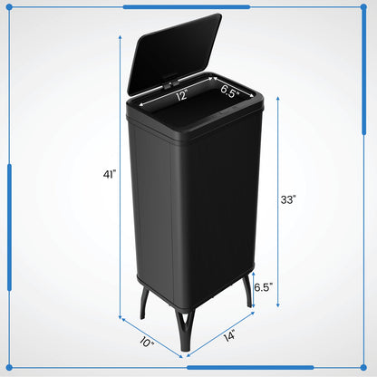 13.2 Gallon Stainless Steel Trash Can with Stay-on Lid and Soft Closure