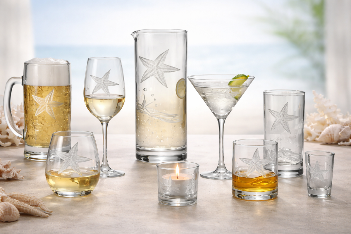 Starfish Etched Glassware