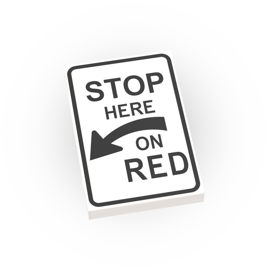 Stop Here on Red Street Sign - Custom Printed 2x3 Tile - Made Using LEGO® Parts