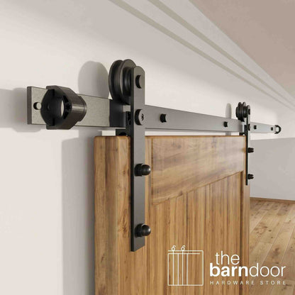 Straight Strap Black Single Track Barn Door Hardware Kit