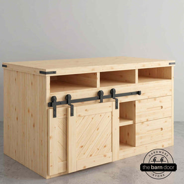 Straight Strap Mini Bypass Cabinet Barn Door Hardware Kit | Matte Black