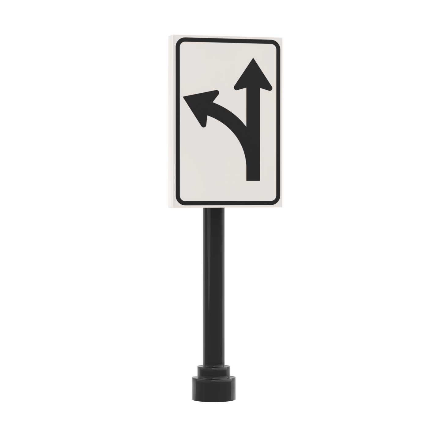 Straight and Left Turn Only Sign - Custom Printed 2x3 Tile - Made Using LEGO® Parts