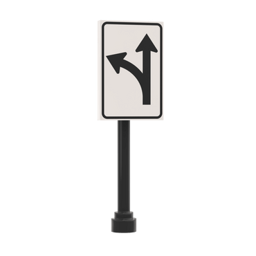 Straight and Left Turn Only Sign - Custom Printed 2x3 Tile - Made Using LEGO® Parts