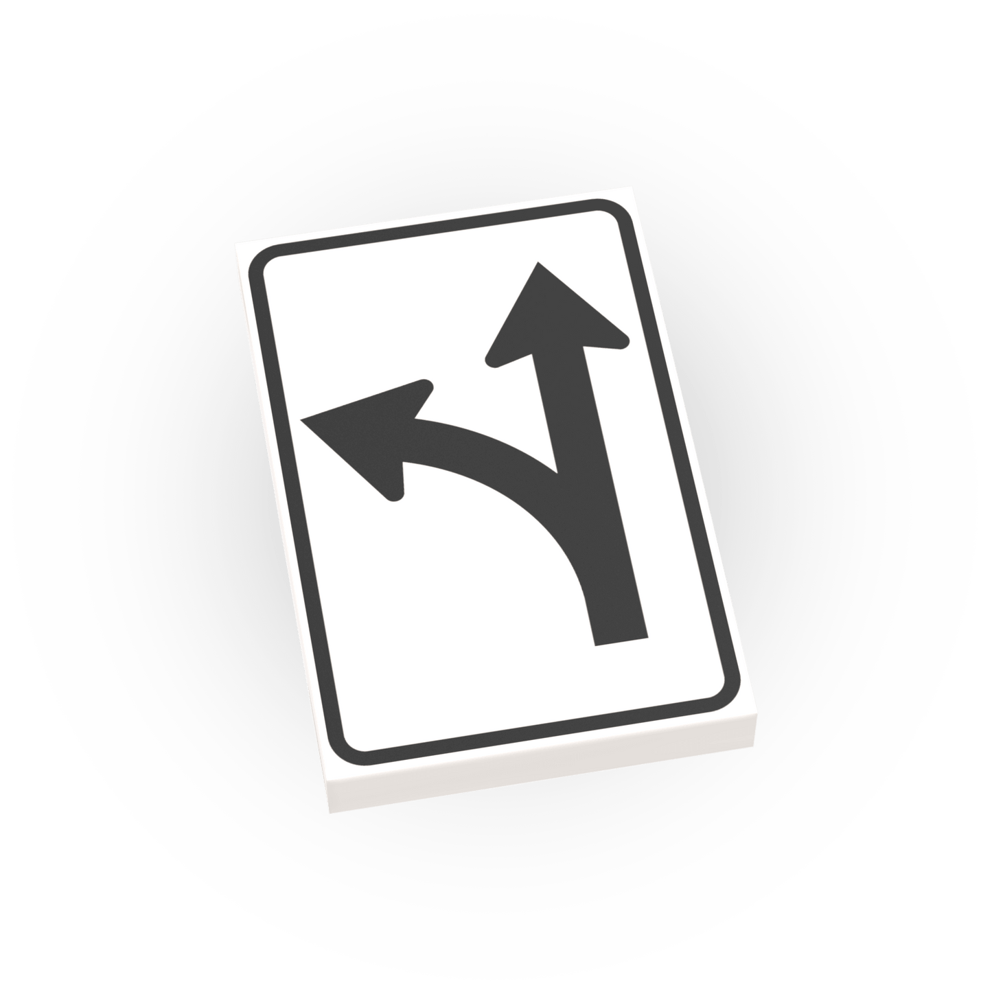 Straight and Left Turn Only Sign - Custom Printed 2x3 Tile - Made Using LEGO® Parts