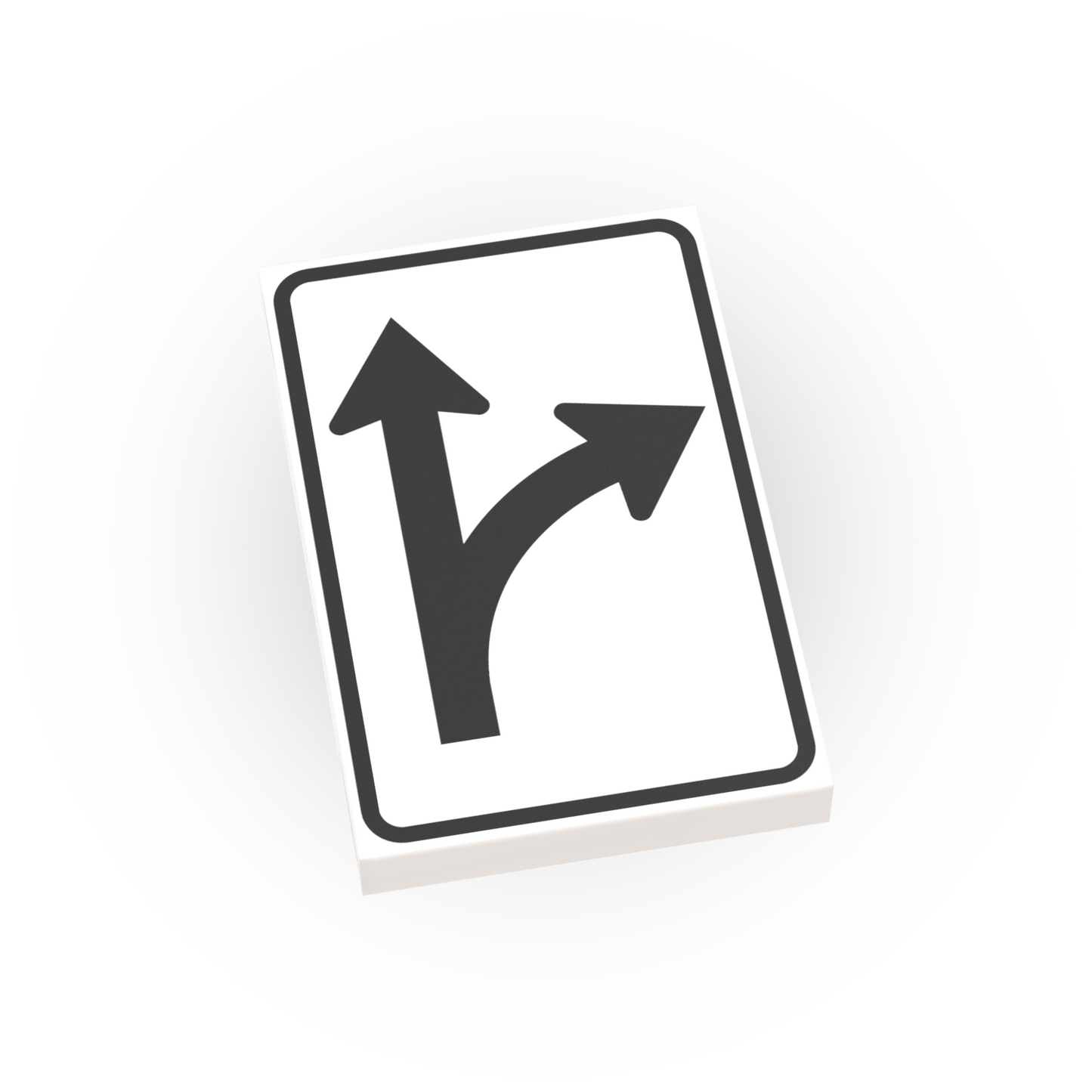 Straight and RIght Turn Only Sign - Custom Printed 2x3 Tile - Made Using LEGO® Parts