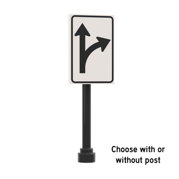 Straight and RIght Turn Only Sign - Custom Printed 2x3 Tile - Made Using LEGO® Parts