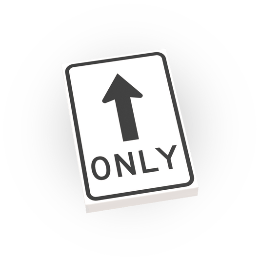 Straight Only Sign - Custom Printed 2x3 Tile - Made Using LEGO® Parts