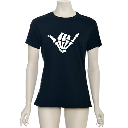Glow in the Dark Shaka Skelelton Hand Tee Shirt