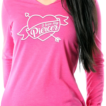 I Love My Piercer Black Tapered Long Sleeve Hoodie
