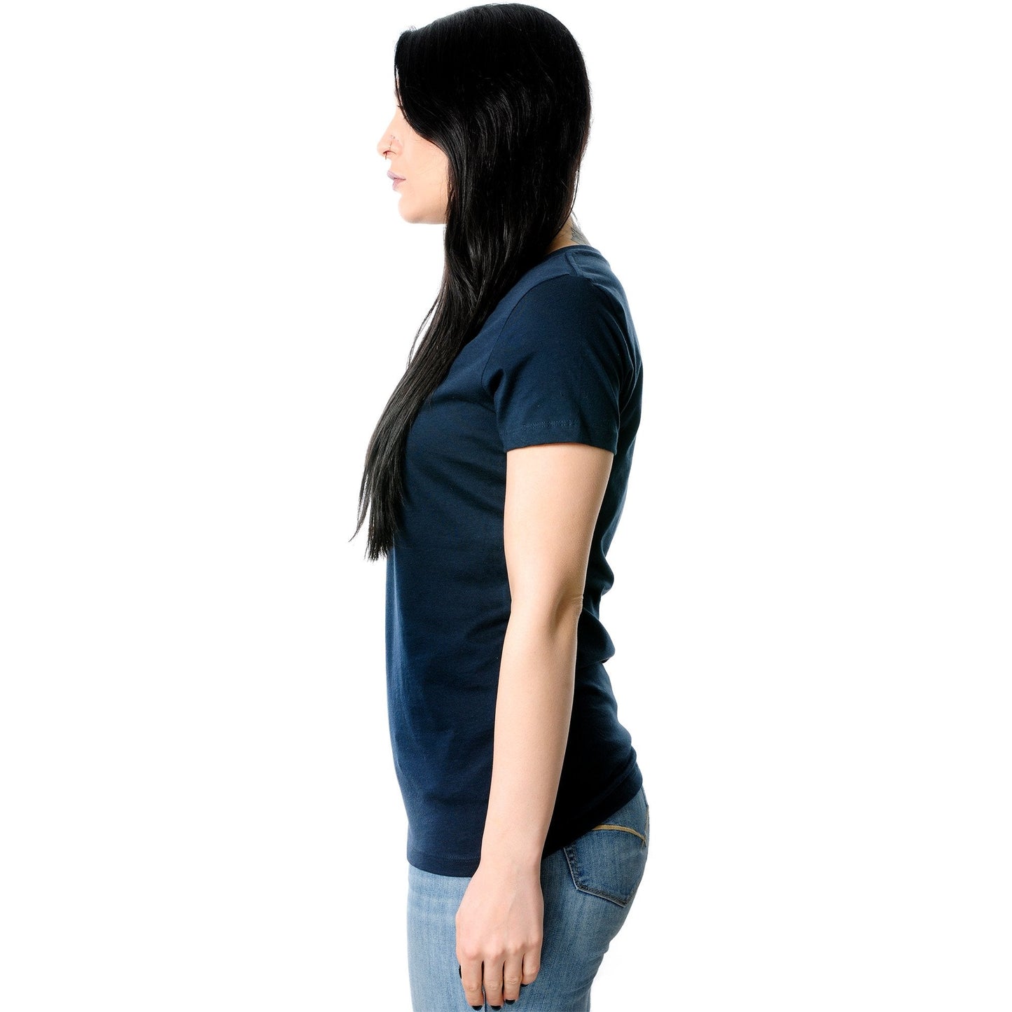 Mood Black Tapered V-Neck Tee Shirt