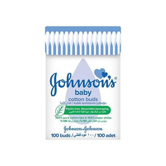 Johnson's Baby Cotton Swabs - 100 Count - Gentle, Safe Ear Cleaning & Hygiene for Sensitive Skin, Makeup Application