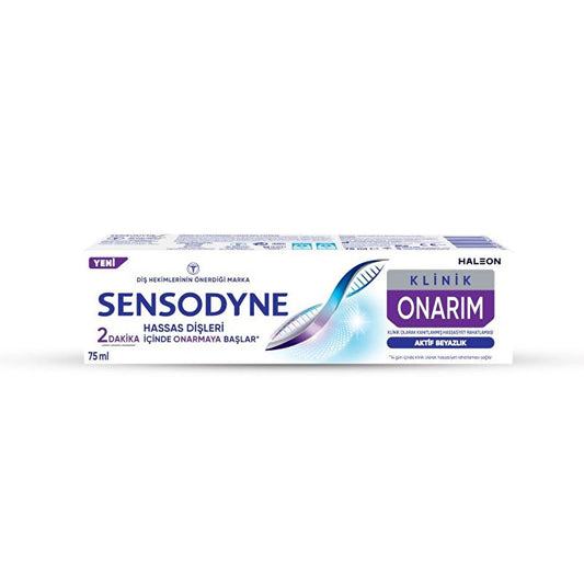 Sensodyne Sensitive Teeth Toothpaste - Klinik Onarım, Aktif Beyazlık, 2.54 fl oz