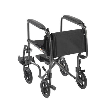 Steel Transport Wheelchair, Fixed Full Arms, 19" Seat