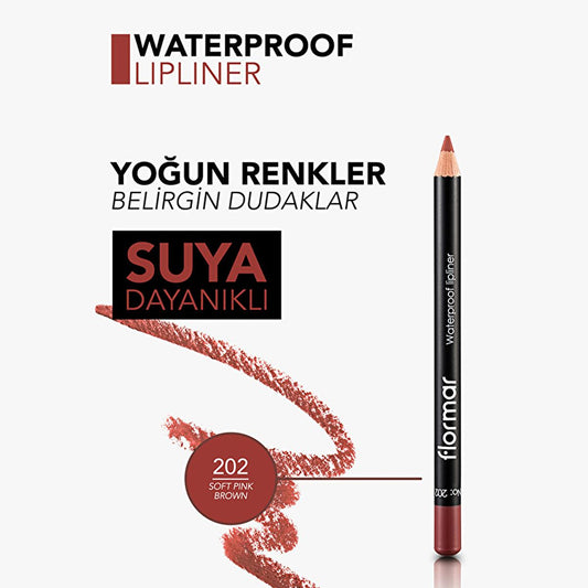 Flormar Waterproof Matte Lip Liner Pencil - Long Lasting, Highly Pigmented Formula
