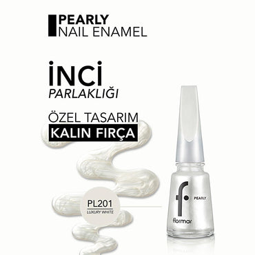 Flormar Pearly Luxury White Nail Polish: Intense Pigment, Shimmer Finish, Long Lasting - Dazzling White Nail Color