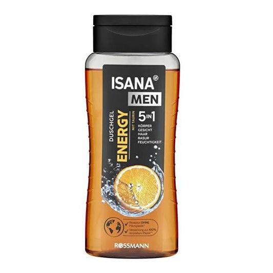 Isana Men 5-in-1 Energizing Shower Gel - Refreshing, Moisturizing, Dermatologically Tested - 10.14 fl oz