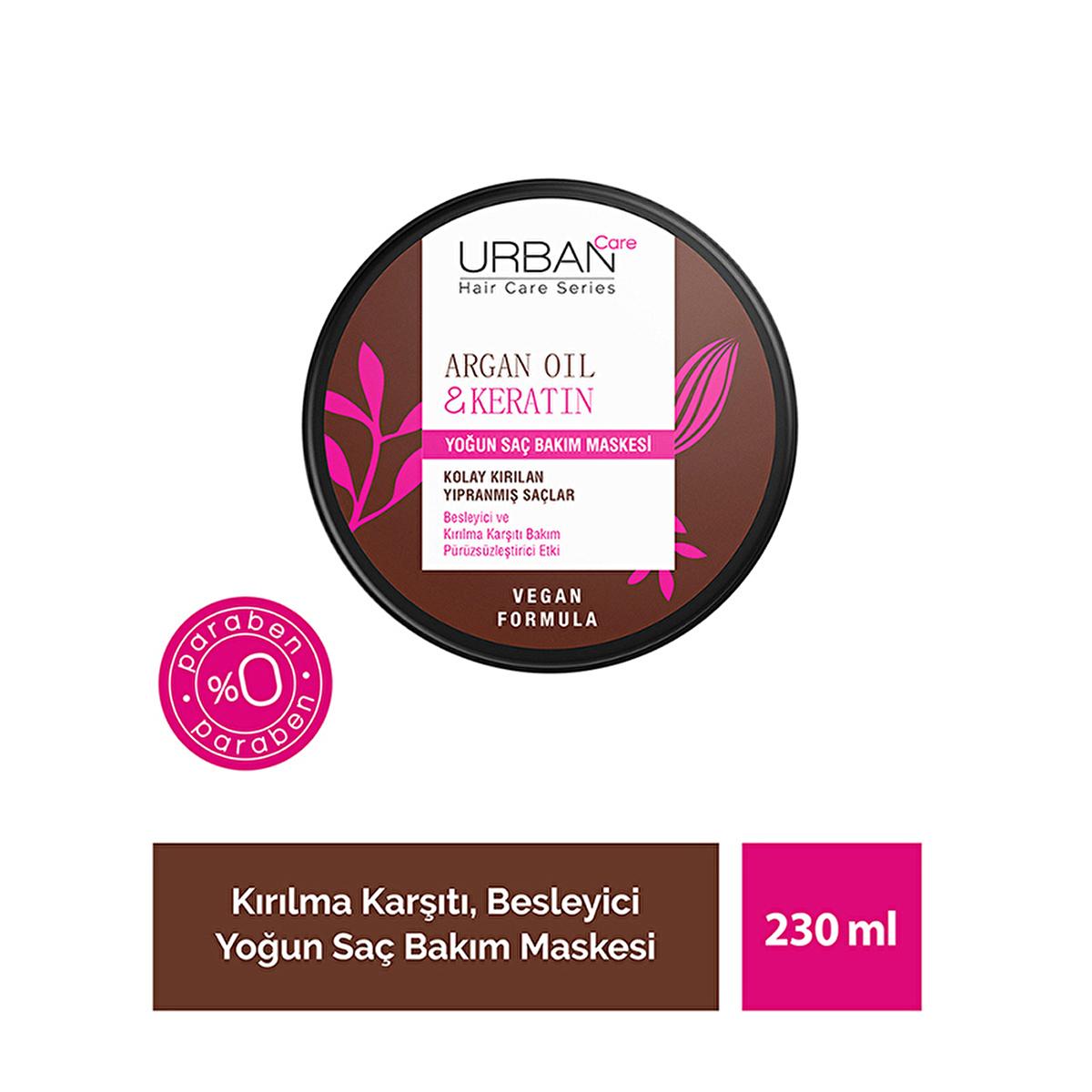 Urban Care Argan Oil & Keratin Hair Care Mask - 7.79 fl oz - Vegan, Paraben-Free Hair Repair Treatment