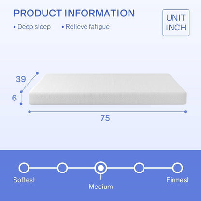 Twin size 6-inch Thick Medium Firm Cool Gel Memory Foam Mattress