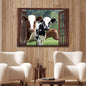 Cattle On Window Canvas Wall Art
