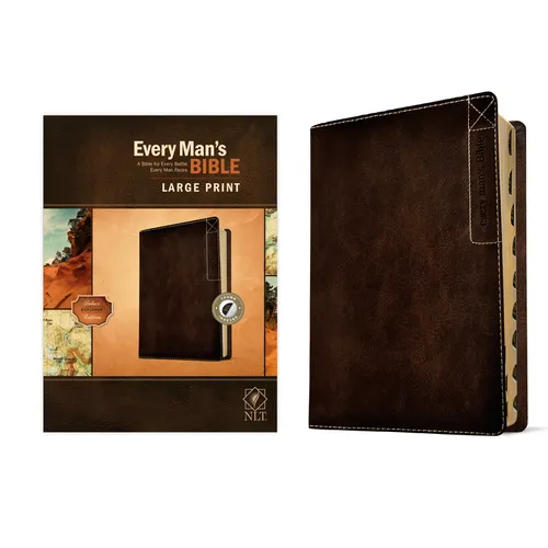 Every Man's Bible Nlt, Large Print, Deluxe Explorer Edition (Leatherlike, Rustic Brown, Indexed) - Imitation Leather