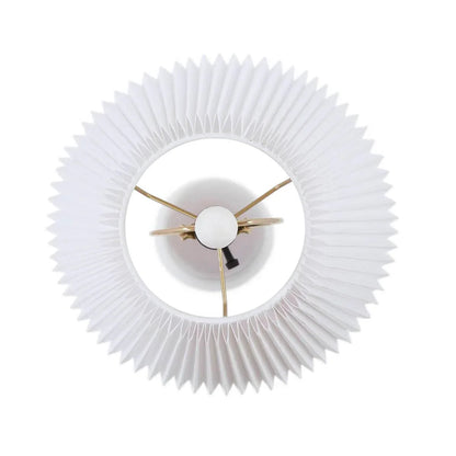 Ceramic Table Lamp – Textured Matte White Base, Fluted Fabric Shade & LED Bulb Included