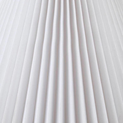 Ceramic Table Lamp – Textured Matte White Base, Fluted Fabric Shade & LED Bulb Included