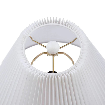 Ceramic Table Lamp – Textured Matte White Base, Fluted Fabric Shade & LED Bulb Included