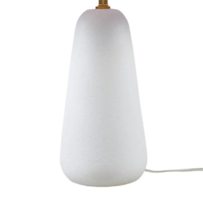Ceramic Table Lamp – Textured Matte White Base, Fluted Fabric Shade & LED Bulb Included