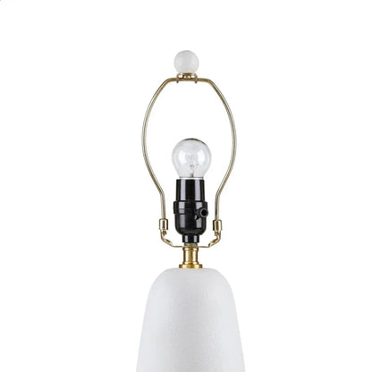 Ceramic Table Lamp – Textured Matte White Base, Fluted Fabric Shade & LED Bulb Included