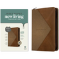 NLT Large Print Thinline Reference Zipper Bible, Filament Enabled (Leatherlike, Messenger Stone & Camel, Indexed, Red Letter) - Imitation Leather
