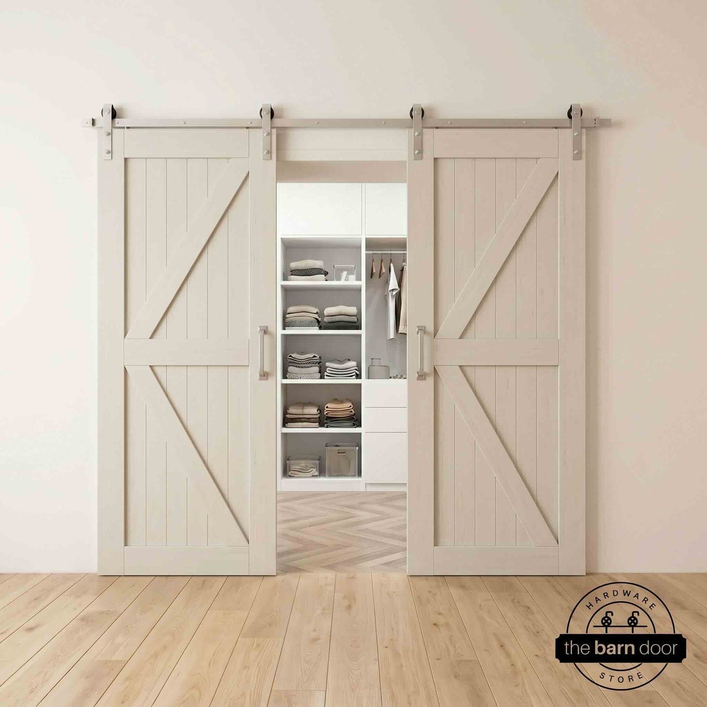 Classic Double Barn Door Kit | Brushed Nickel Hardware