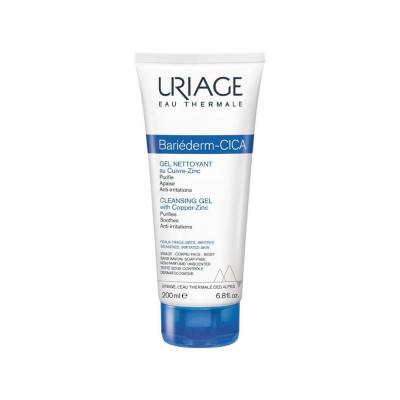 Uriage Bariederm Cica Gel - Gentle Cleansing Gel for Sensitive Skin, Face & Body Wash for Babies to Adults