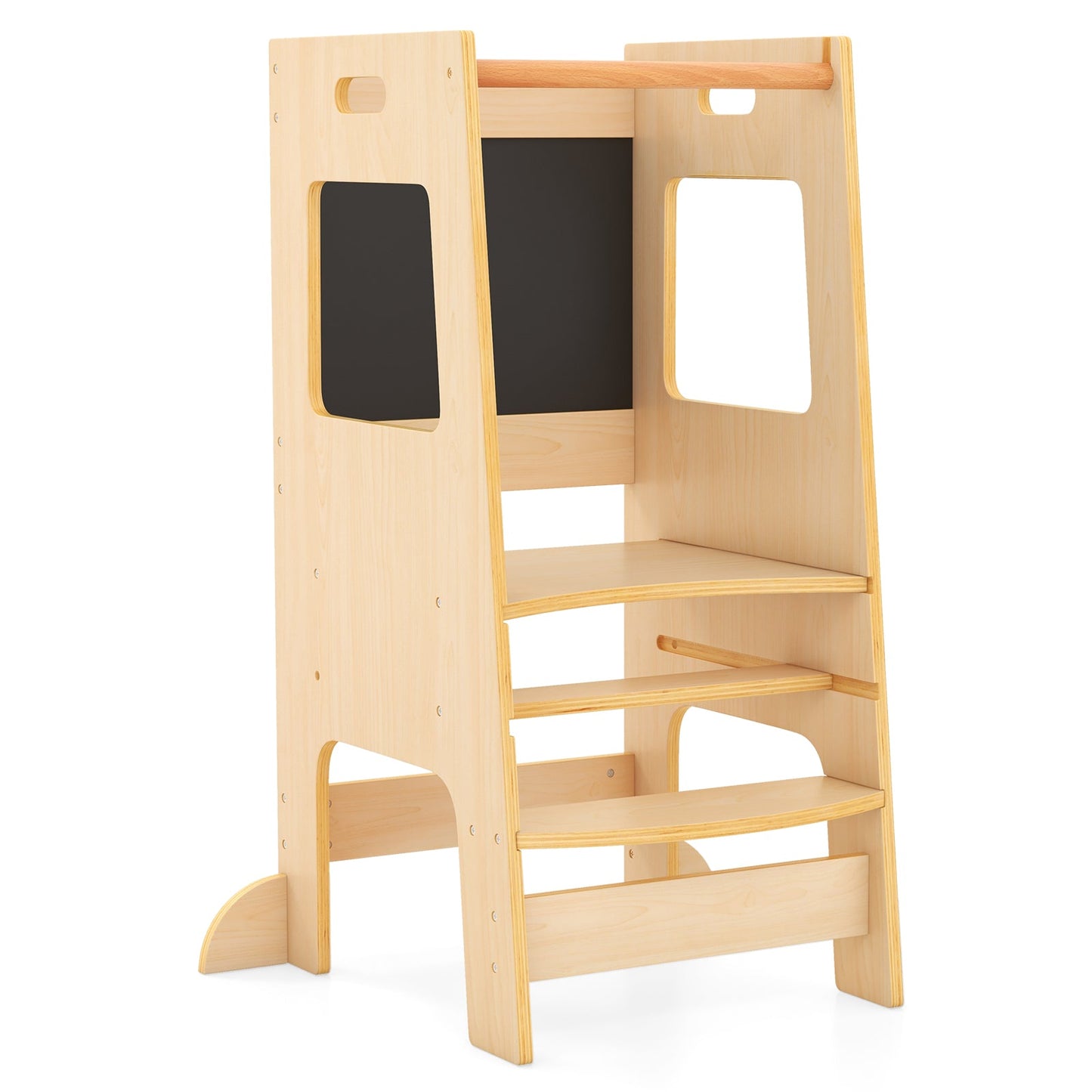 Toddler Kitchen Step Stool with Activity Chalkboard and Adjustable Height